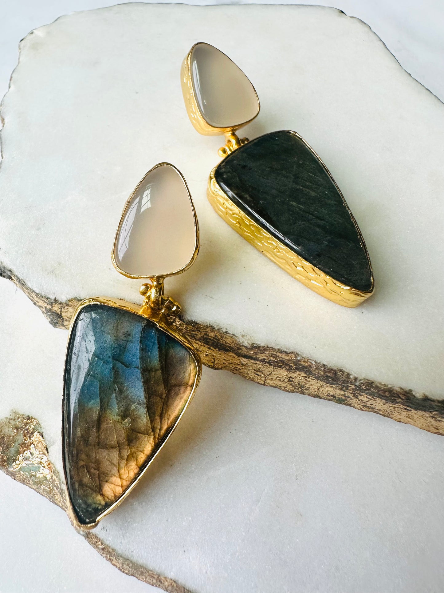 Elif Snow Quartz Arrowhead Earrings