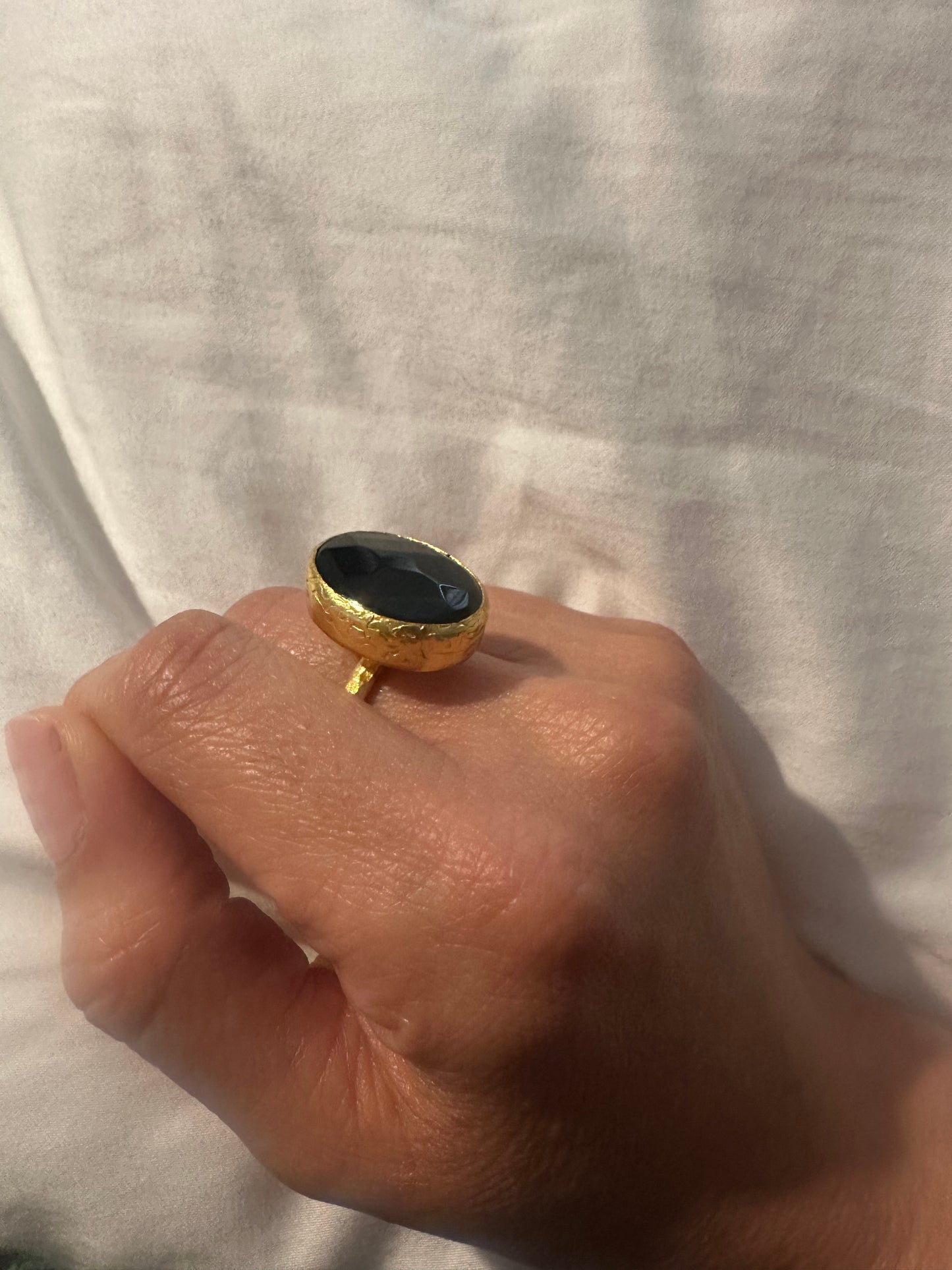 Oval Gold and Onyx Ring (Small)