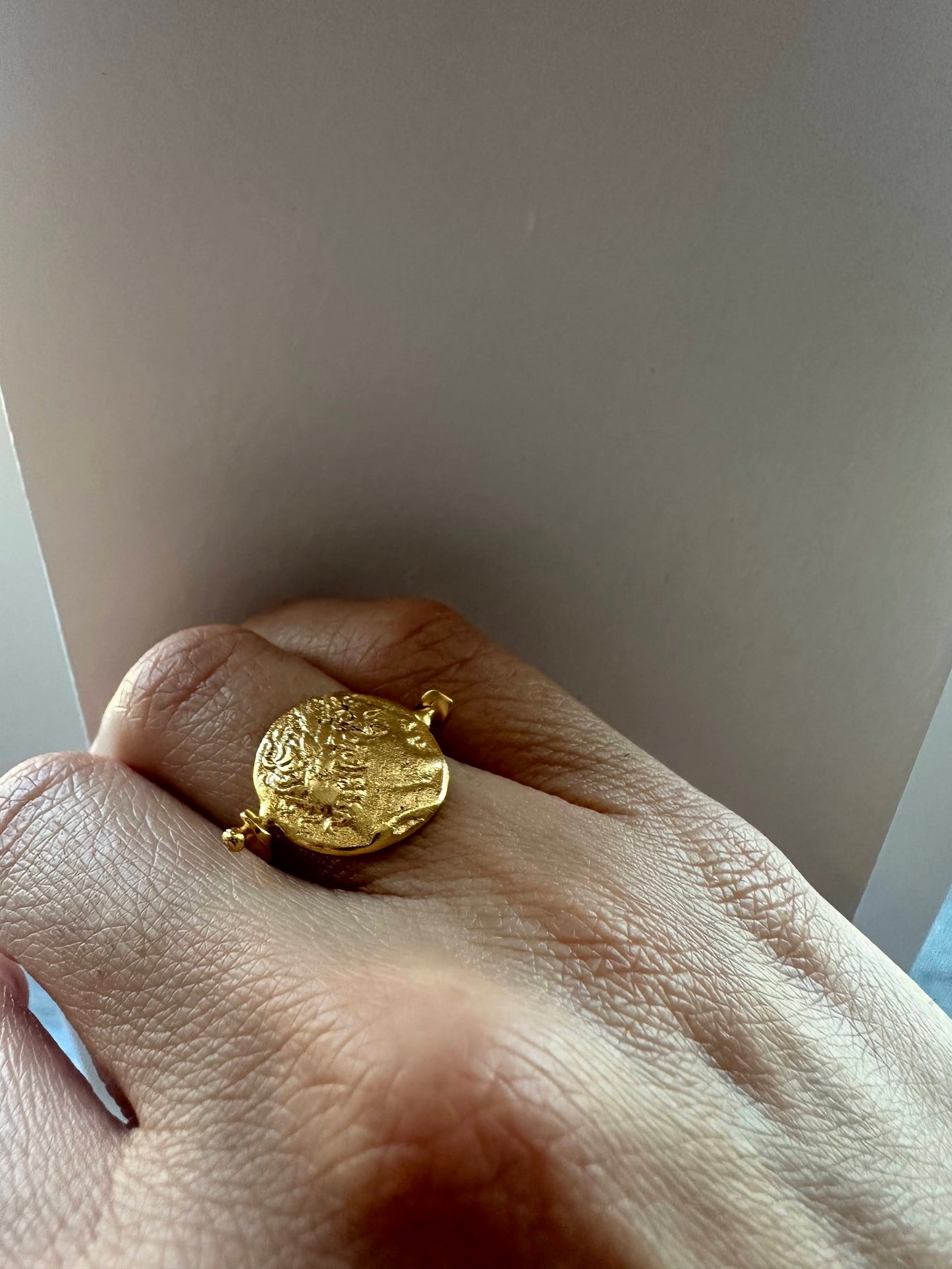 Anatolian Flip Coin Gold Ring