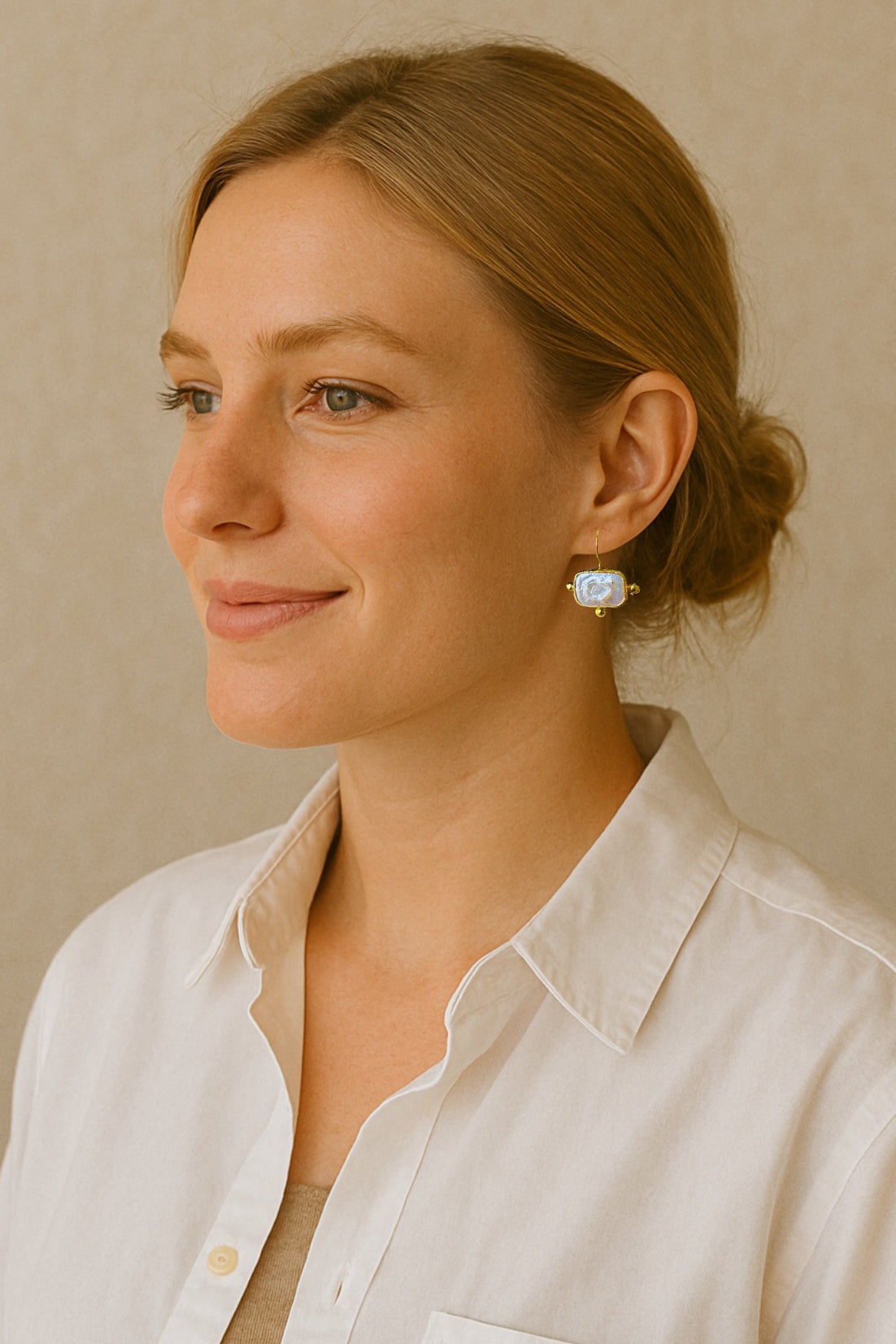 Batool Flat Pearl Studs
