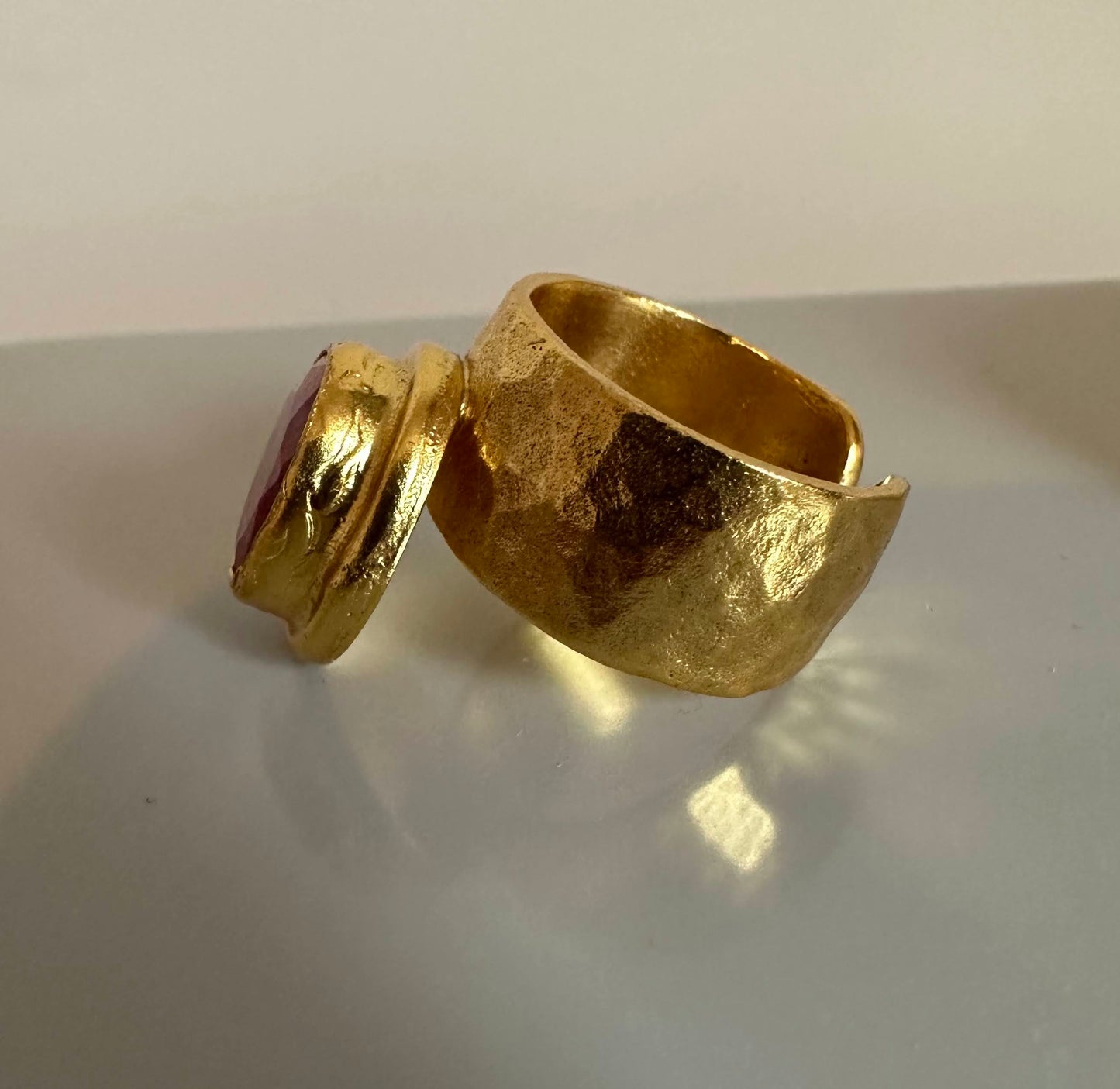 Gul Gold and Ruby Hammer-finished Ring