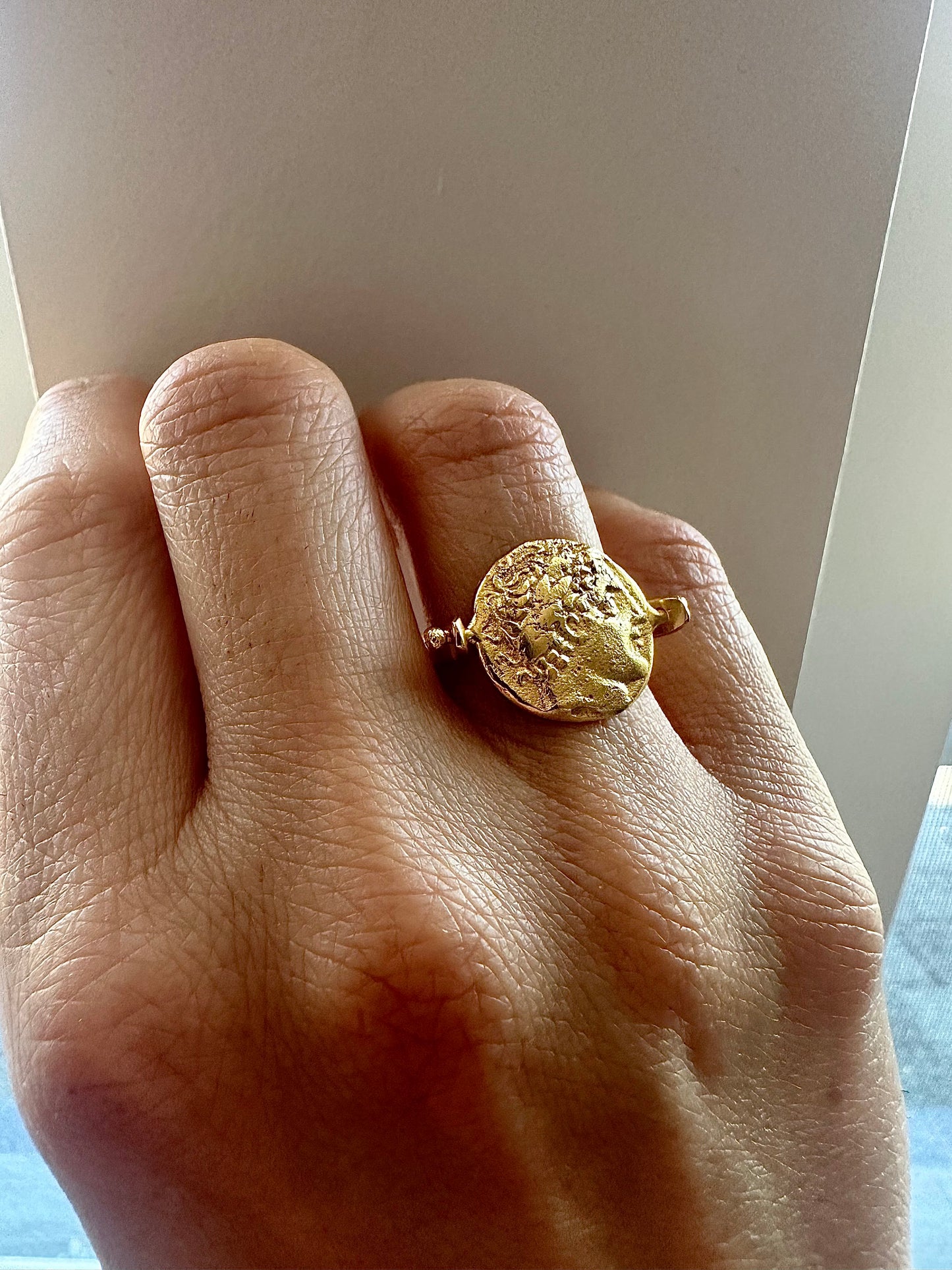 Anatolian Flip Coin Gold Ring