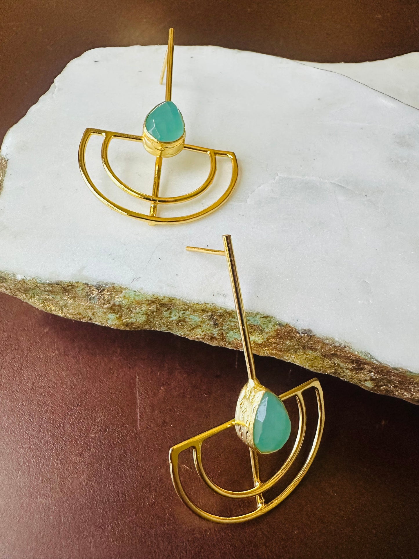 Karpuz Aqua Chalcedony Earrings