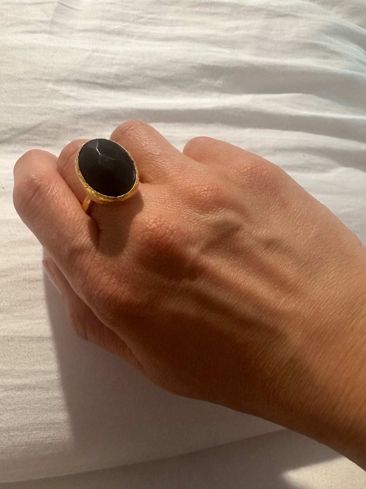Oval Gold and Onyx Ring (Small)