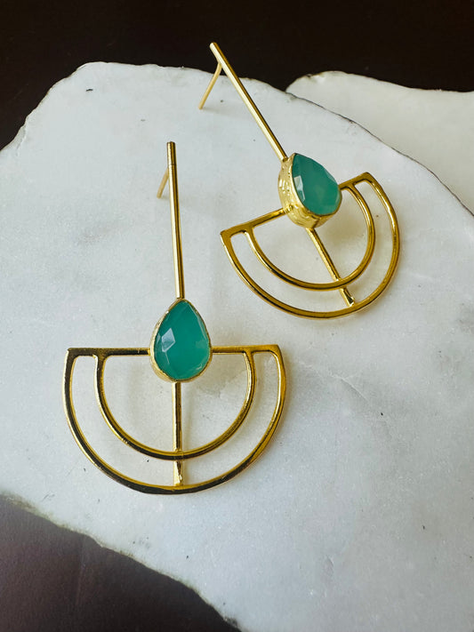 Karpuz Aqua Chalcedony Earrings