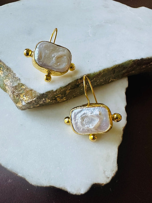 Batool Flat Pearl Studs