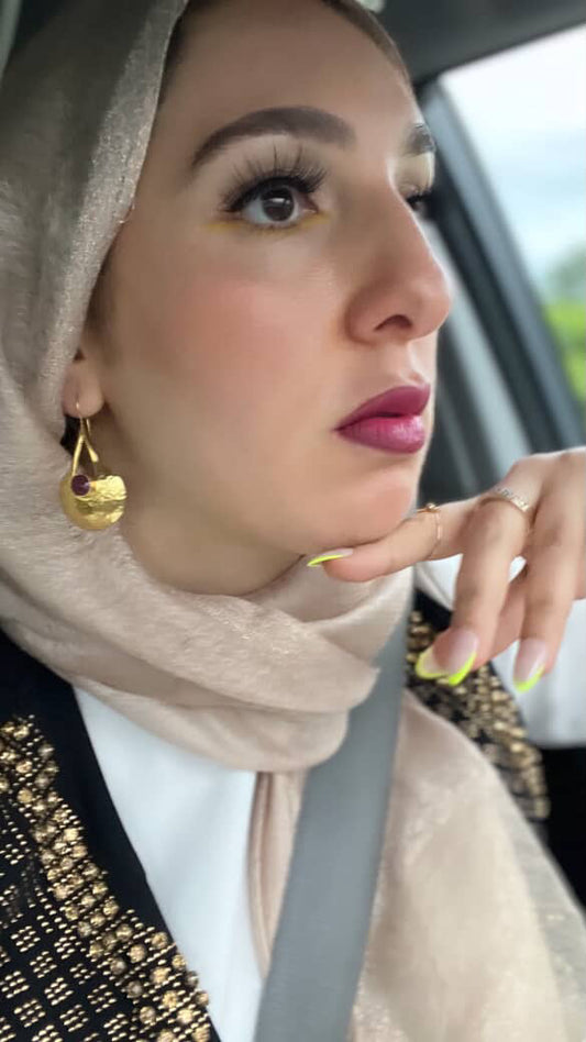 Elif Gold Disc Ruby Dangle Earrings