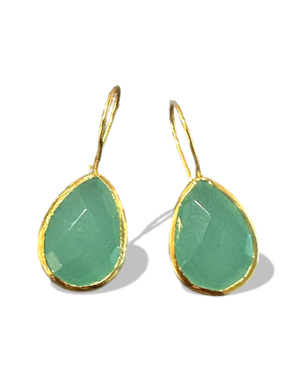 Aqua Chalcedony Teardop Earrings