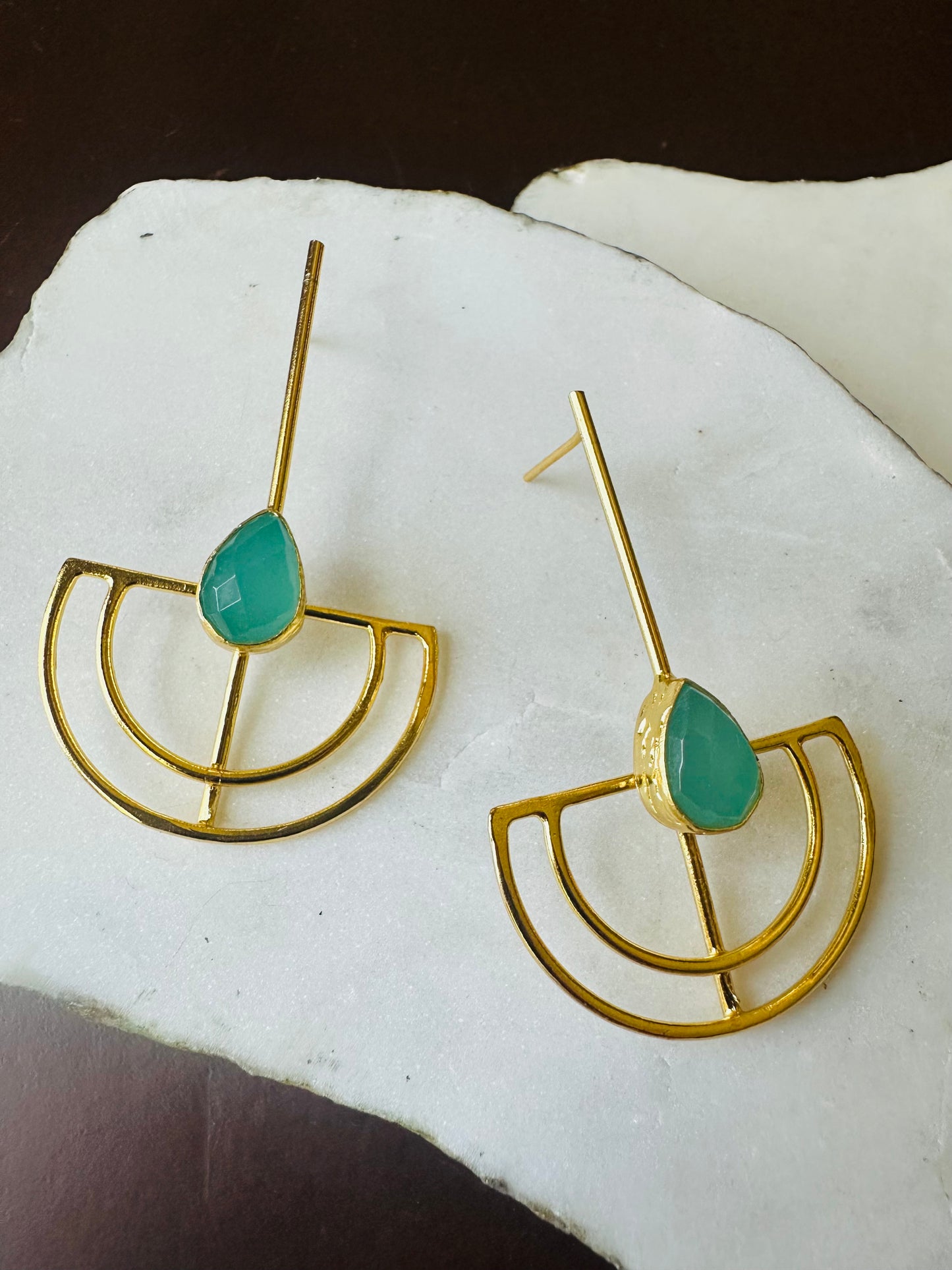 Karpuz Aqua Chalcedony Earrings