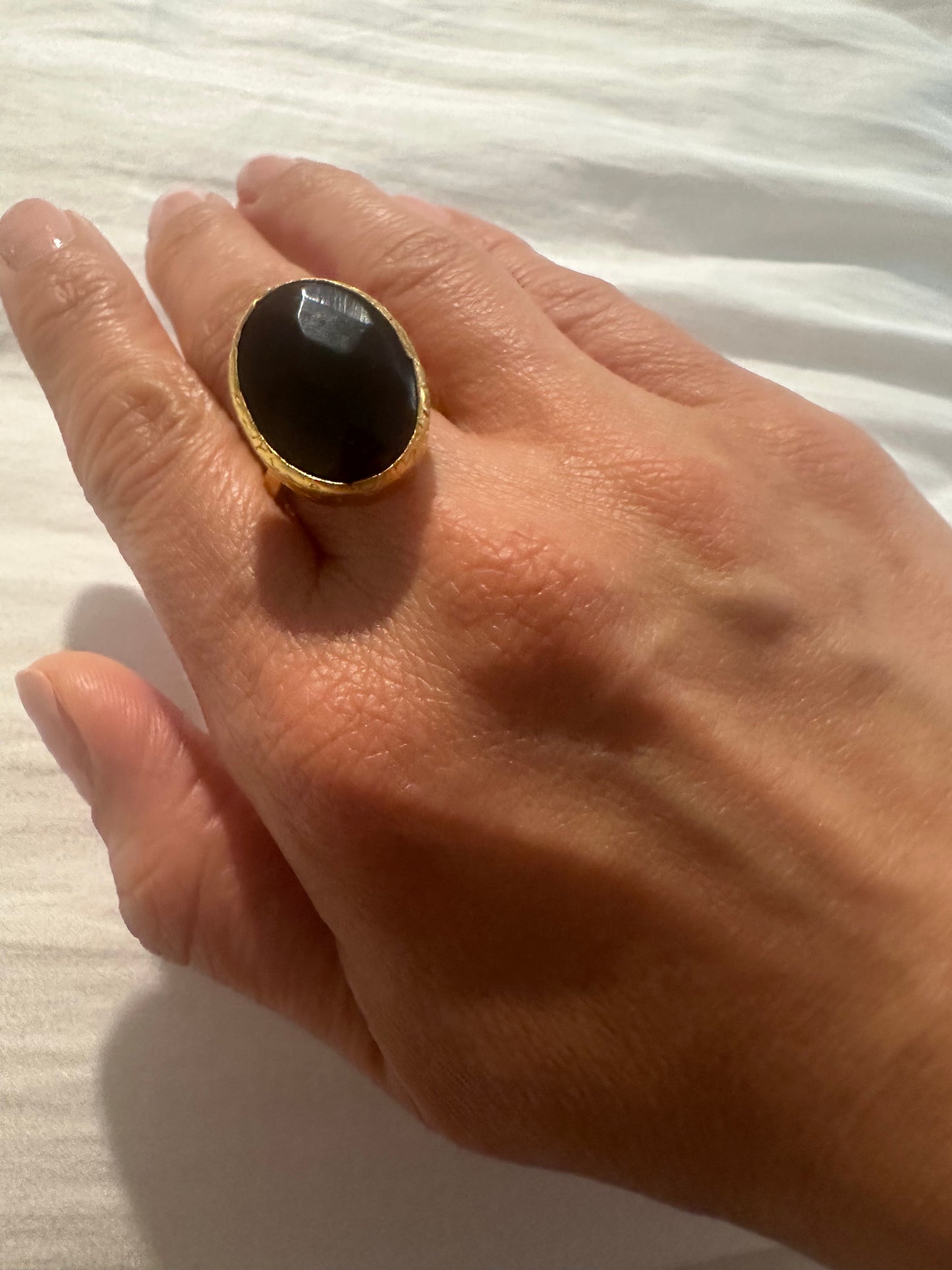 Oval Gold and Onyx Ring (Small)