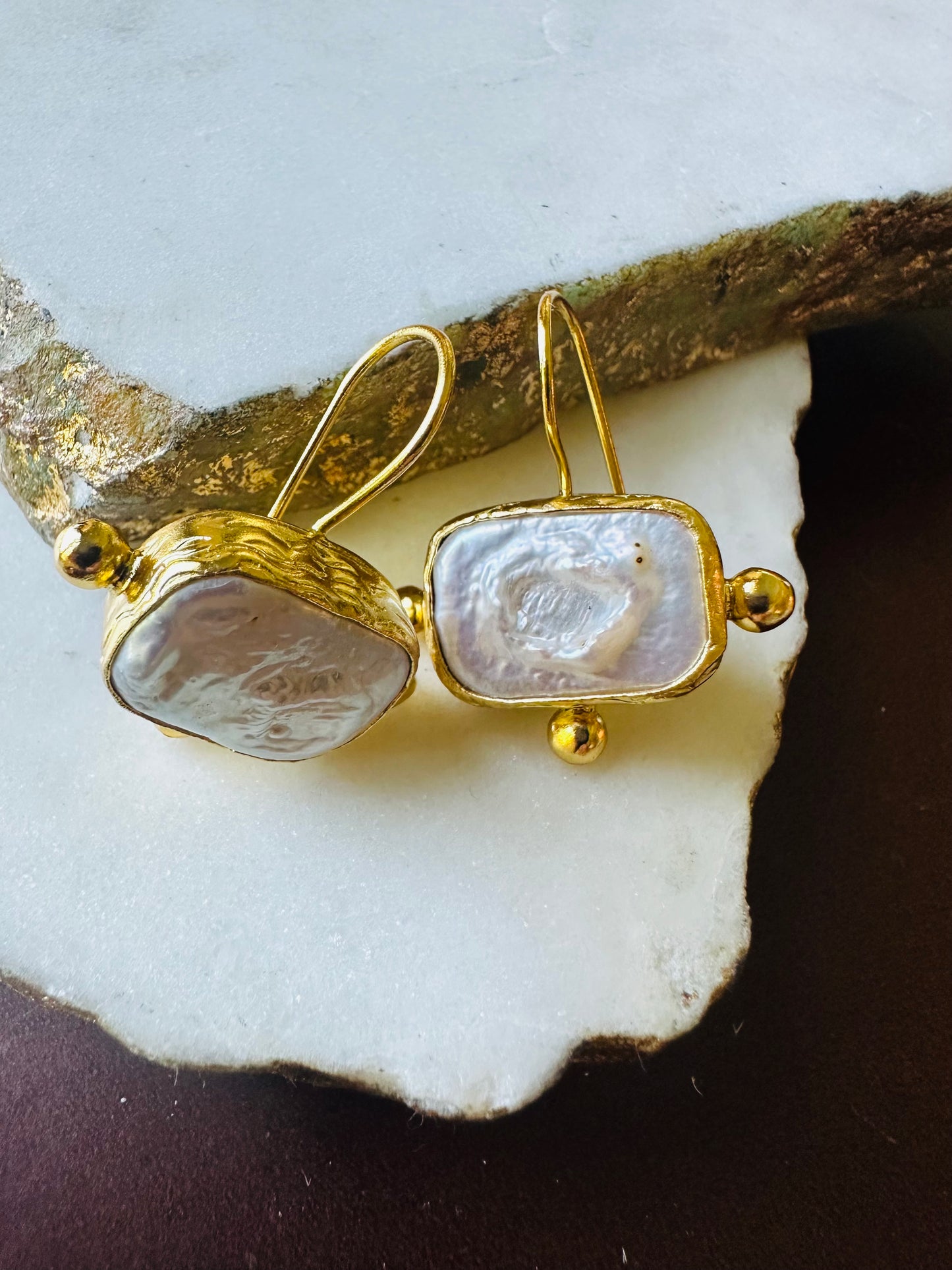 Batool Flat Pearl Studs