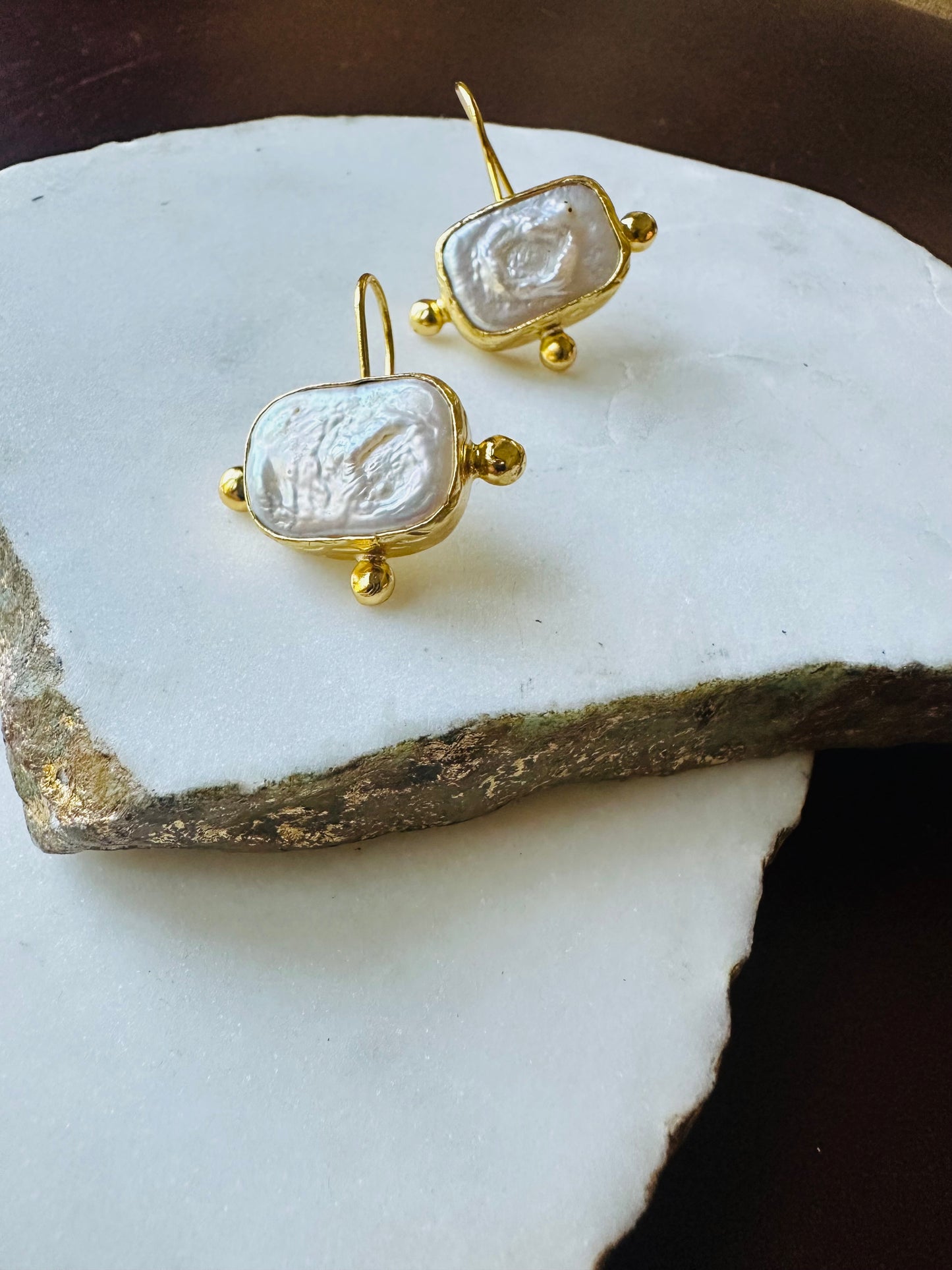 Batool Flat Pearl Studs