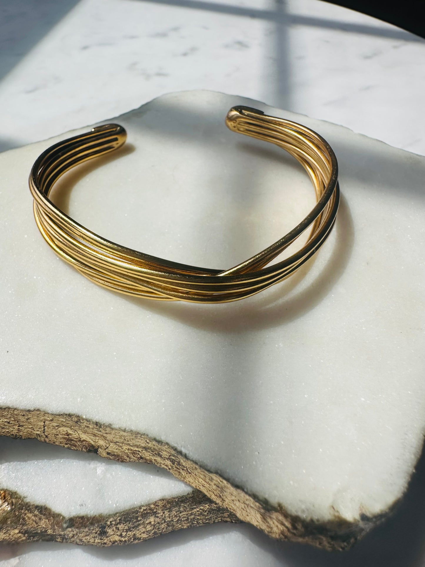 Gold Braided Cuff Bangle