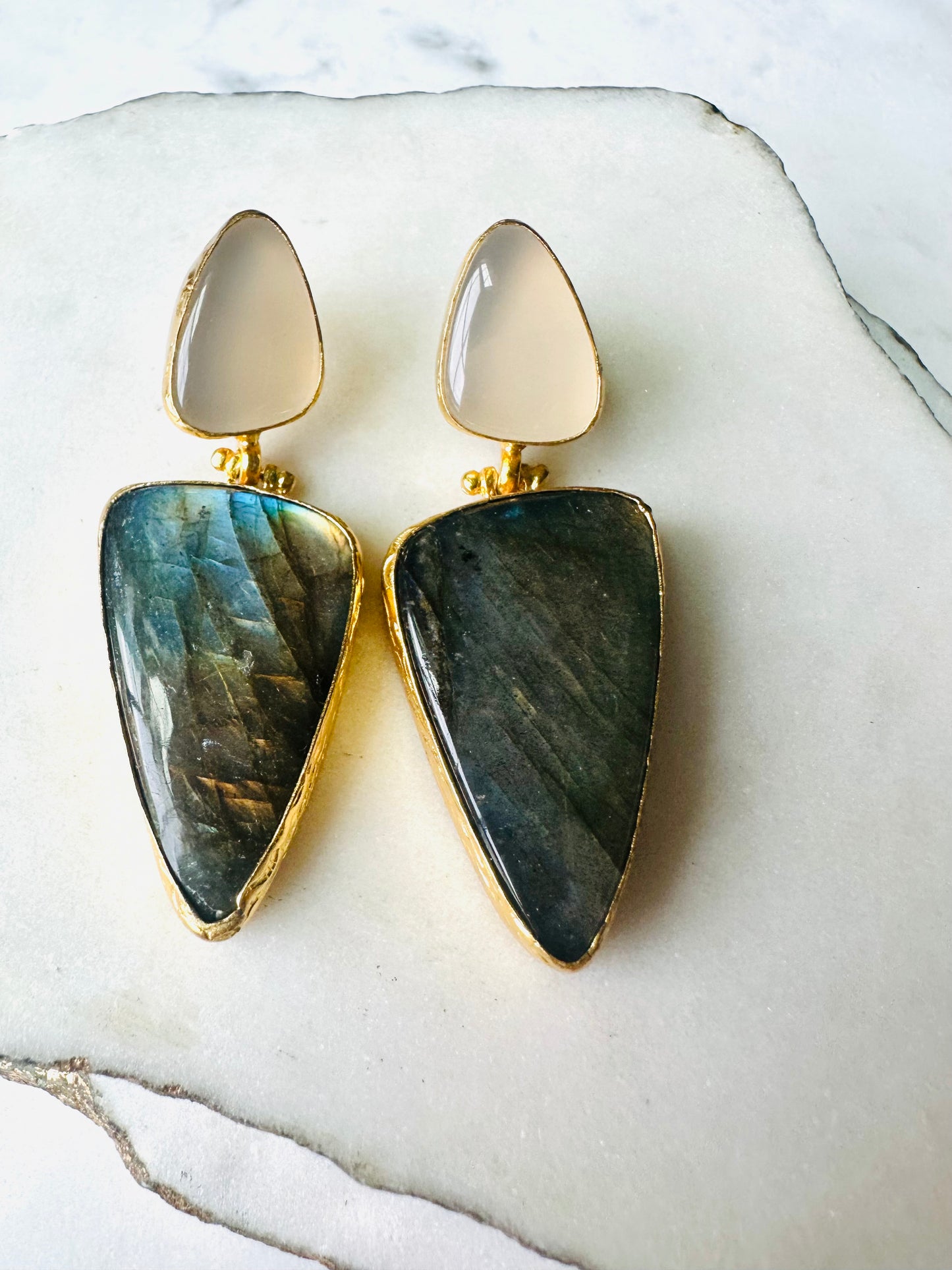 Elif Snow Quartz Arrowhead Earrings