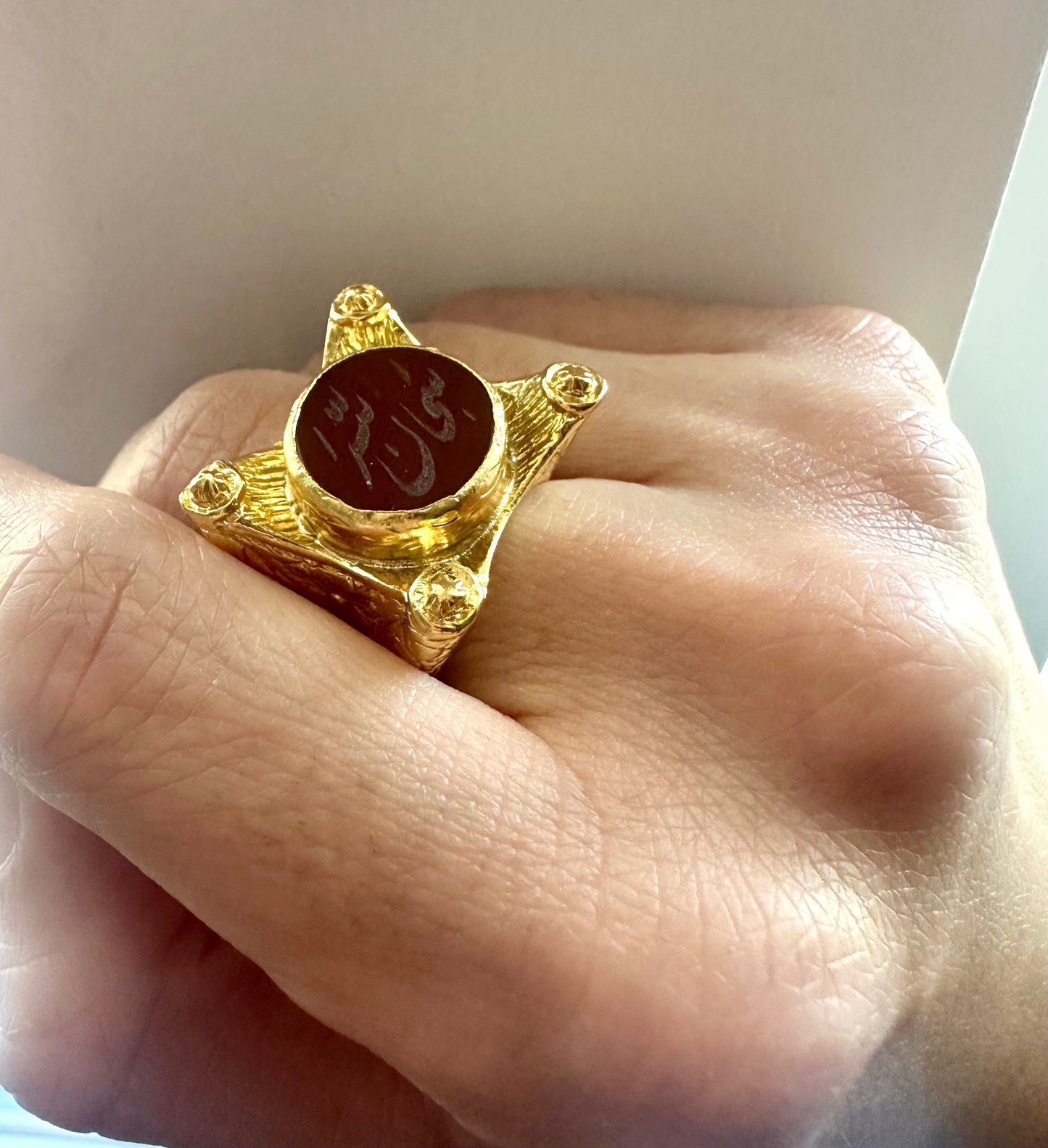 SubhanAllah Gold Agate Ring