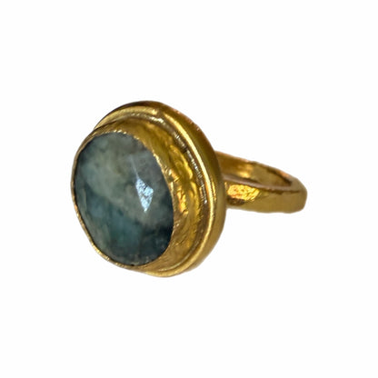Round Gold and Emerald Ring