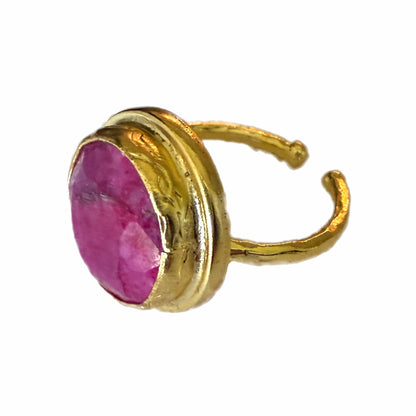 Round Gold and Ruby Ring