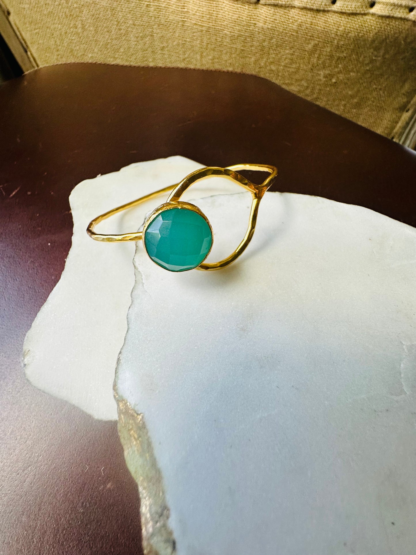 Aqua Chalcedony Loop Bracelet