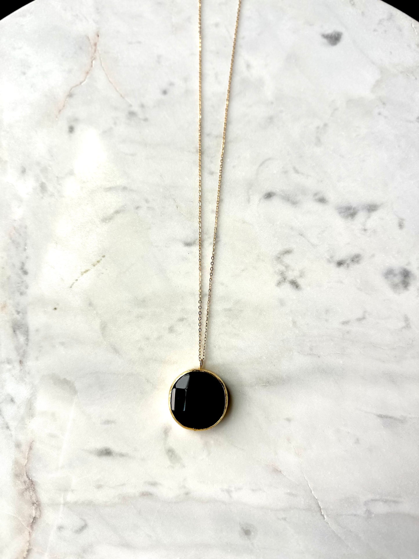 Ceylan Round Onyx Pendant Necklace.