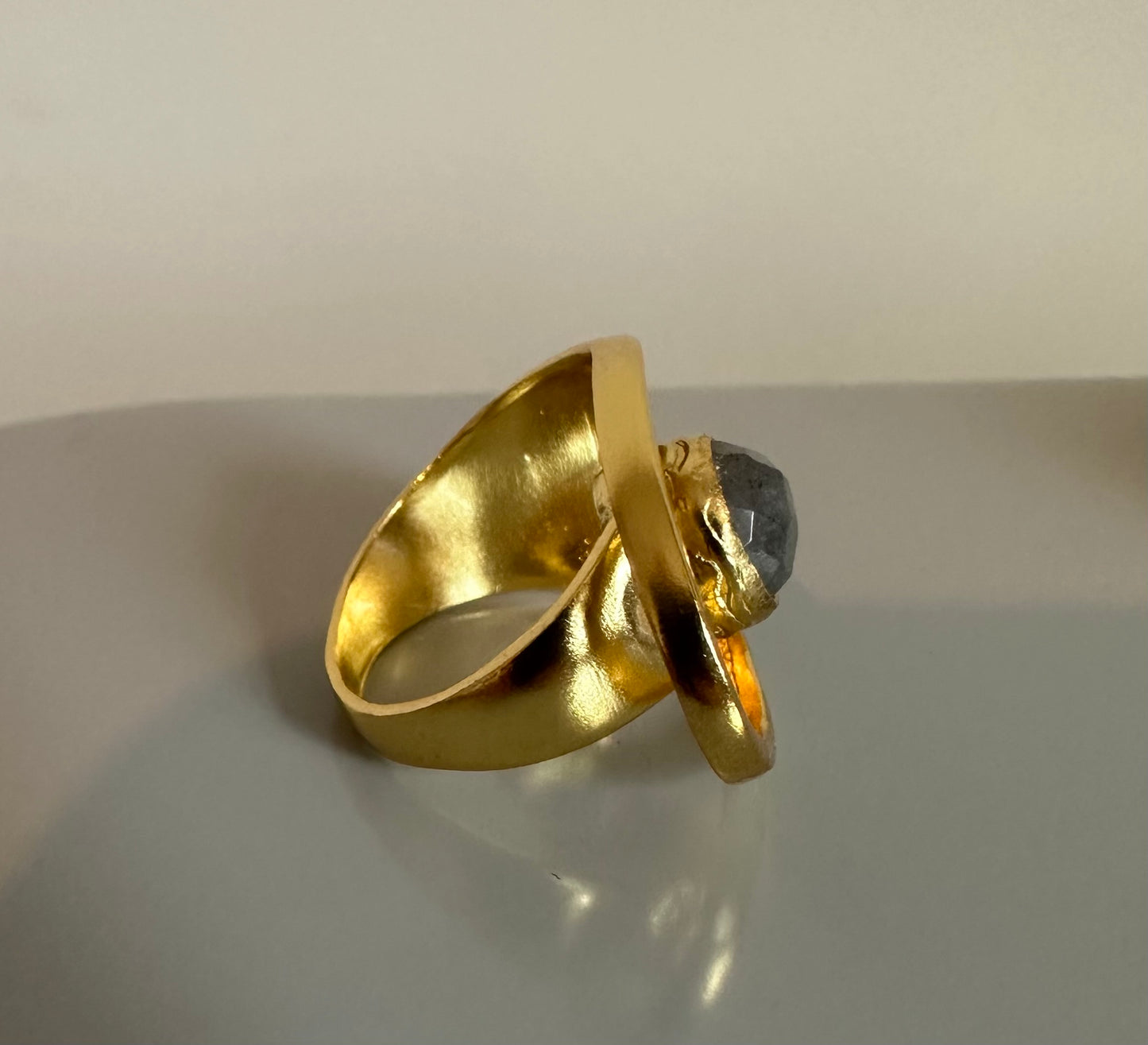 Contemporary Dervish Gold and Labradorite Ring