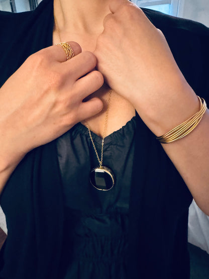 Ceylan Round Onyx Pendant Necklace.