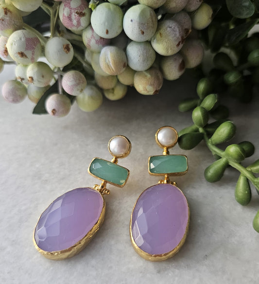 Nilufer Lilac and Aqua Earrings