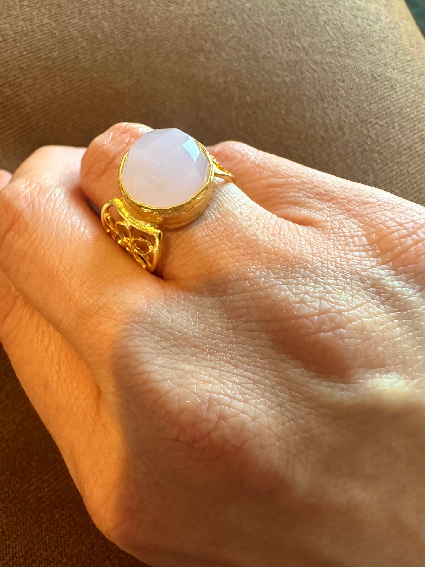Rose Quartz Gold Lace Ring