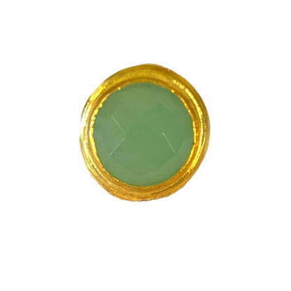 Round Gold and Aqua Chalcedony Ring