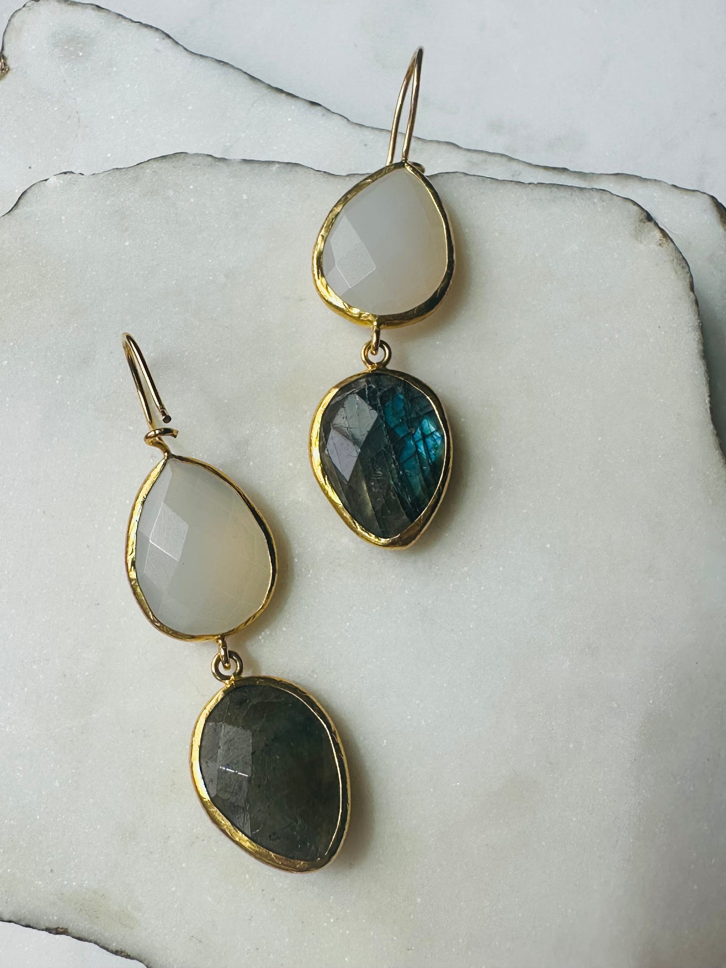 Eva Snow Quartz and Labradorite   Earrings