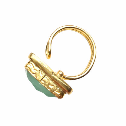 Aqua Chalcedony Semi-Circle Ring