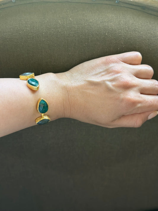 Miray Emerald and Labradorite Cuff Bangle