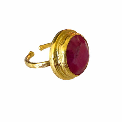 Round Gold and Ruby Ring