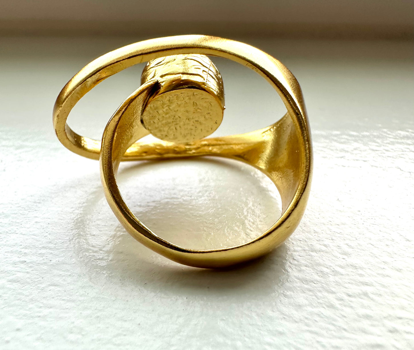 Contemporary Dervish Gold and Snow Quartz Ring