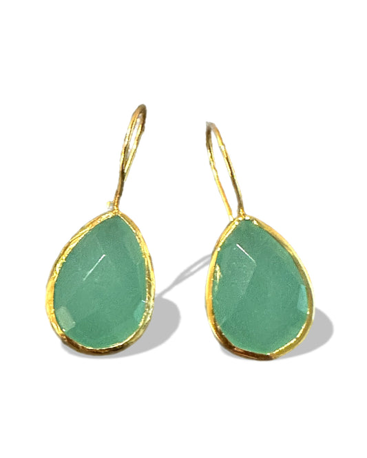 Aqua Chalcedony Teardop Earrings