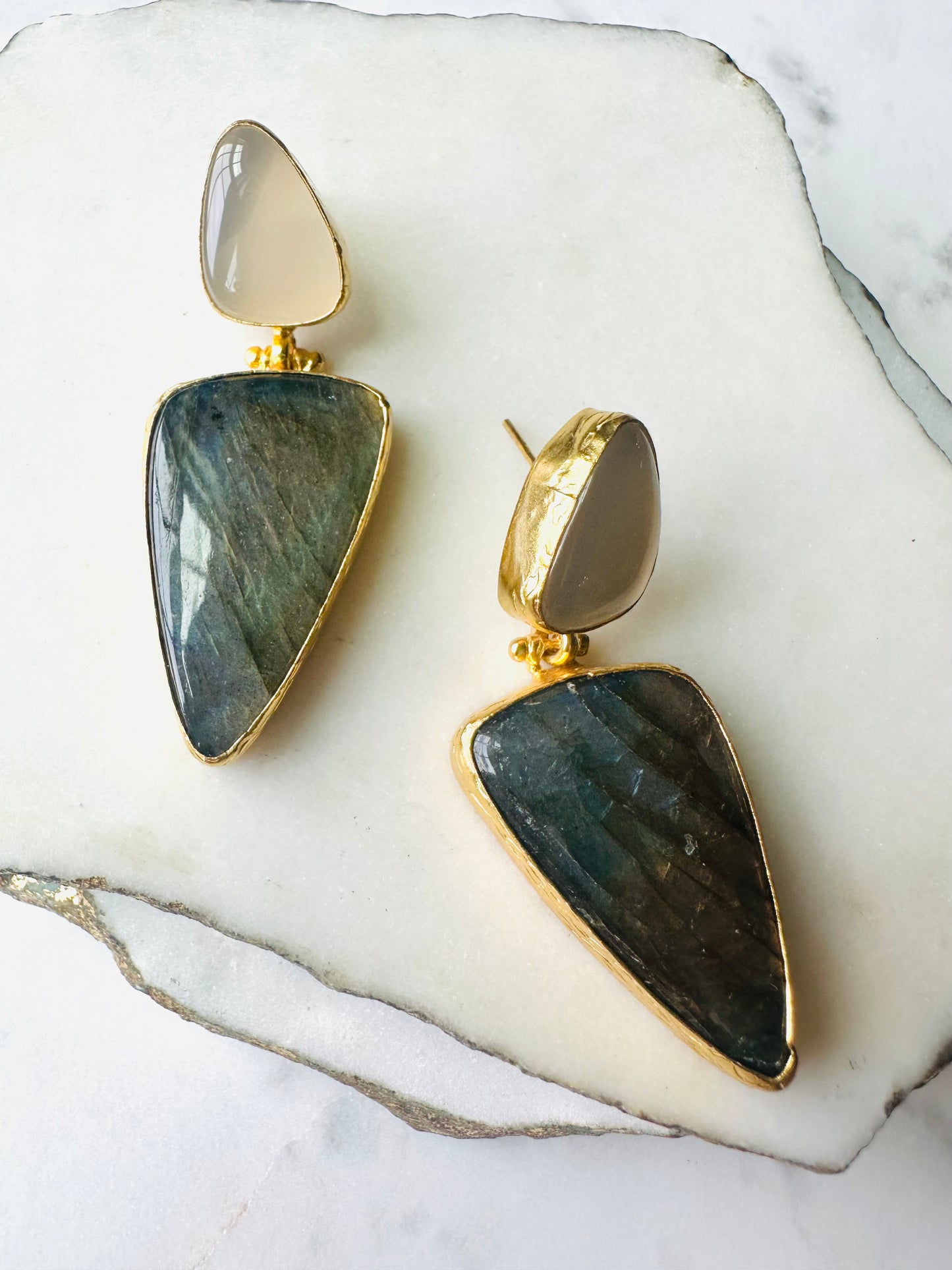 Elif Snow Quartz Arrowhead Earrings