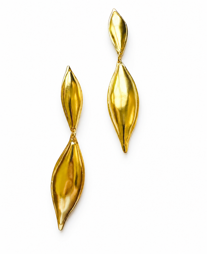 Gold-plated Long contemporary dangle earrings by Bebek Jewels 