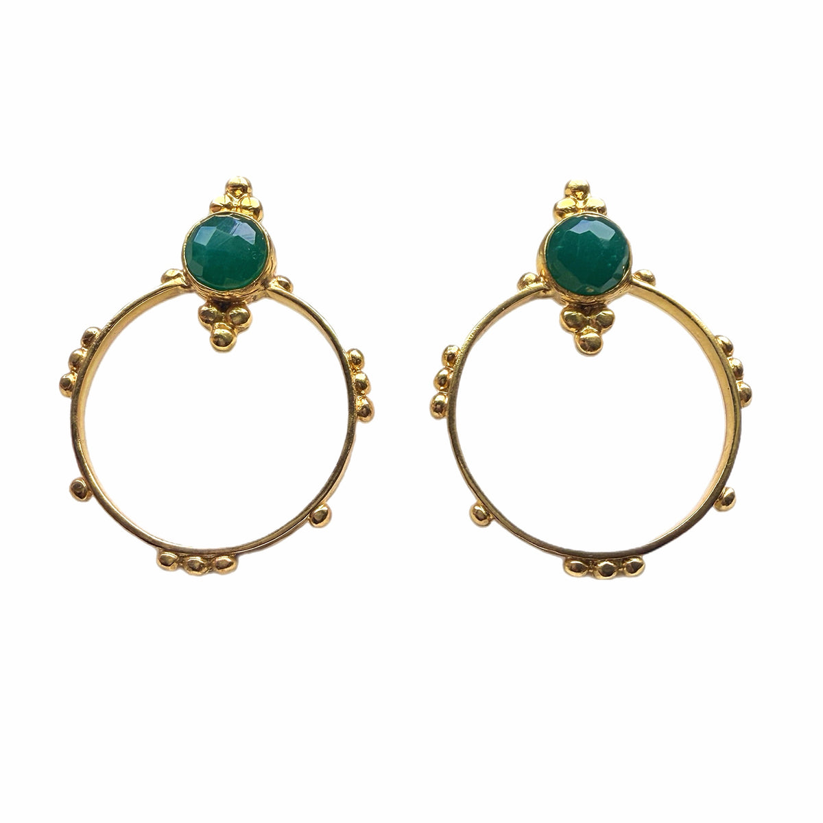 Surya Gold and Emerald Hoops