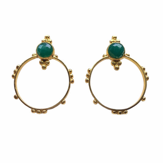 Surya Gold and Emerald Hoops
