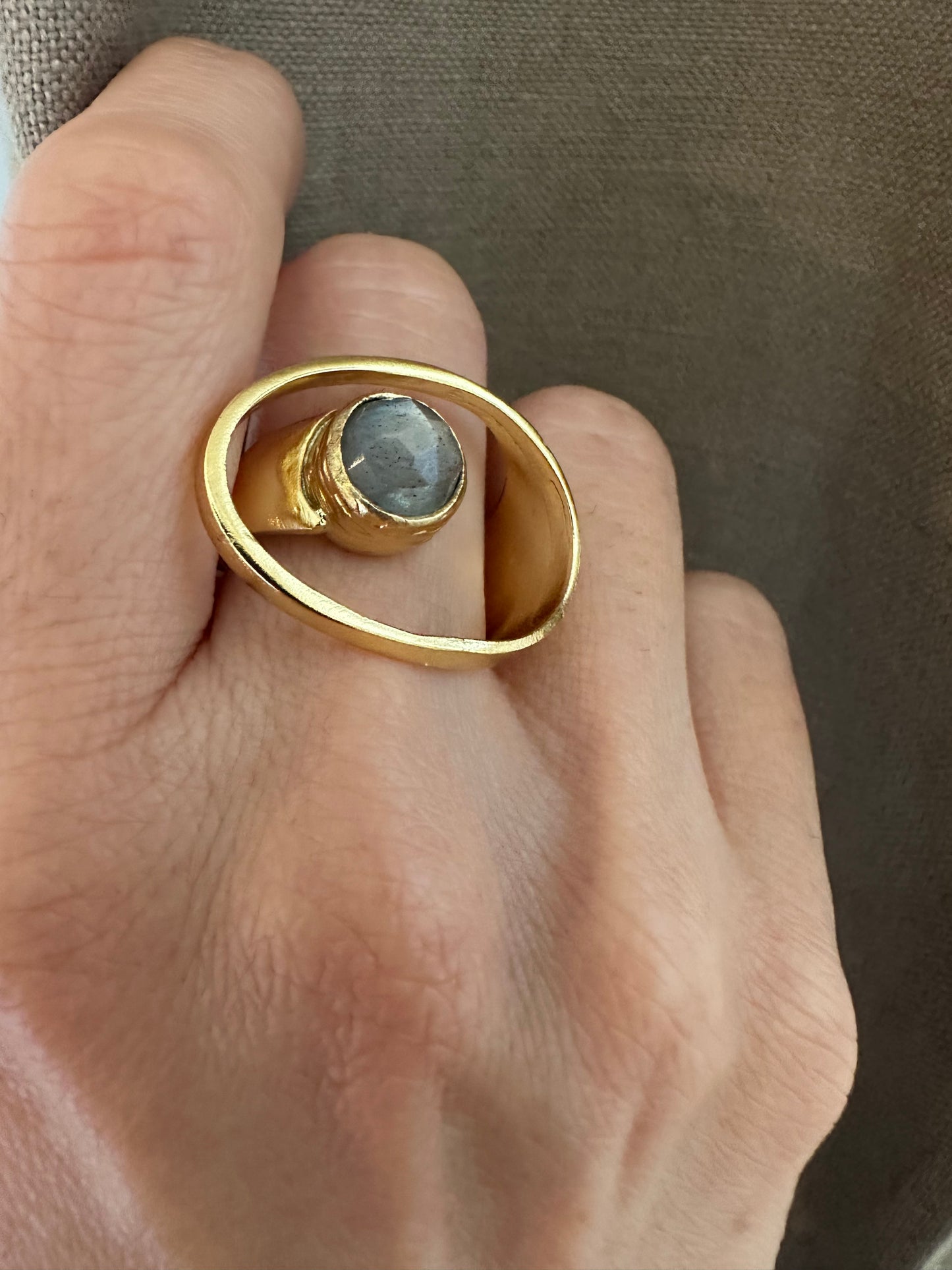Contemporary Dervish Gold and Labradorite Ring
