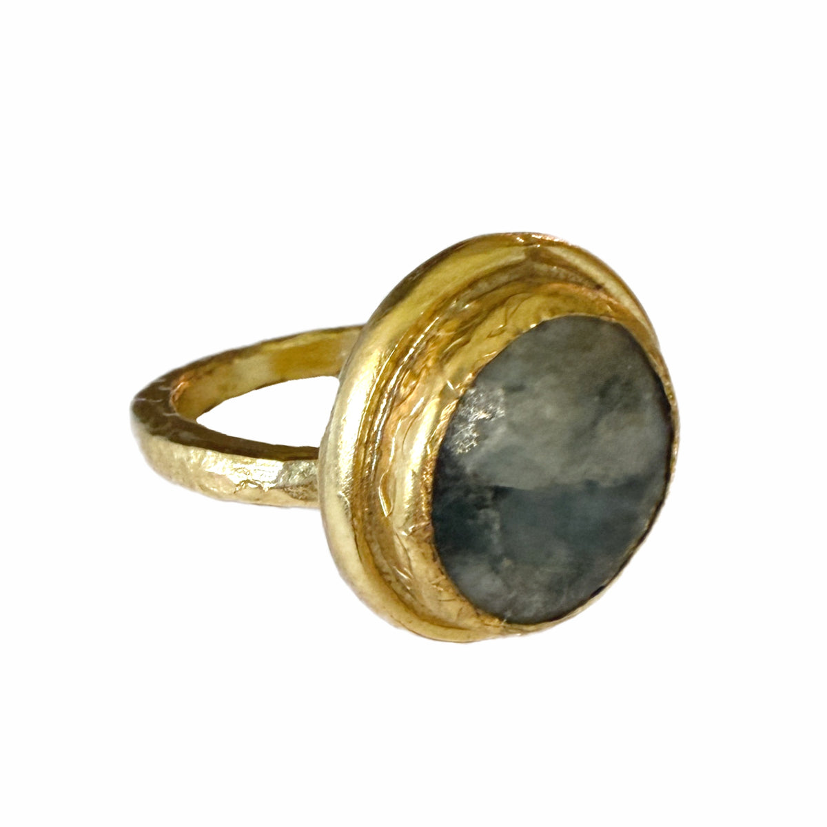 Round Gold and Emerald Ring
