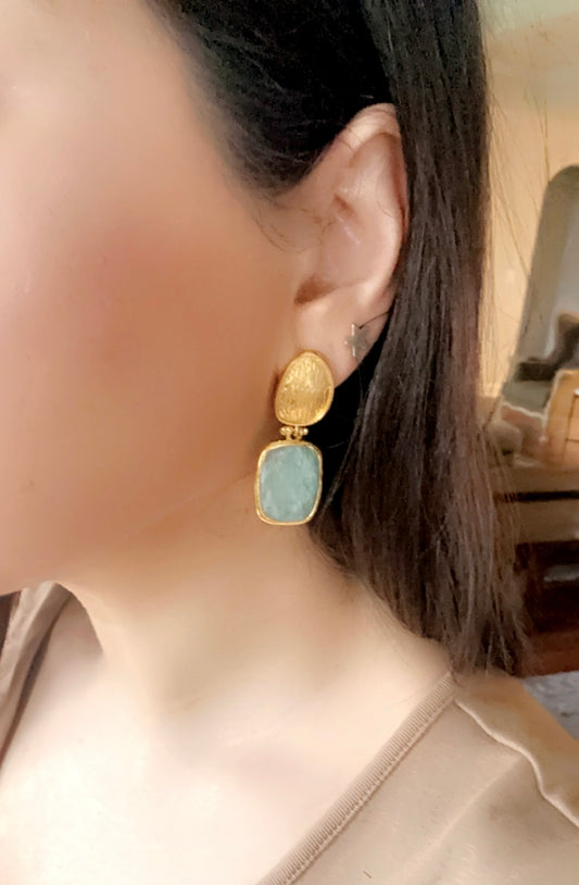 Harika Rectangle Amazonite Earrings