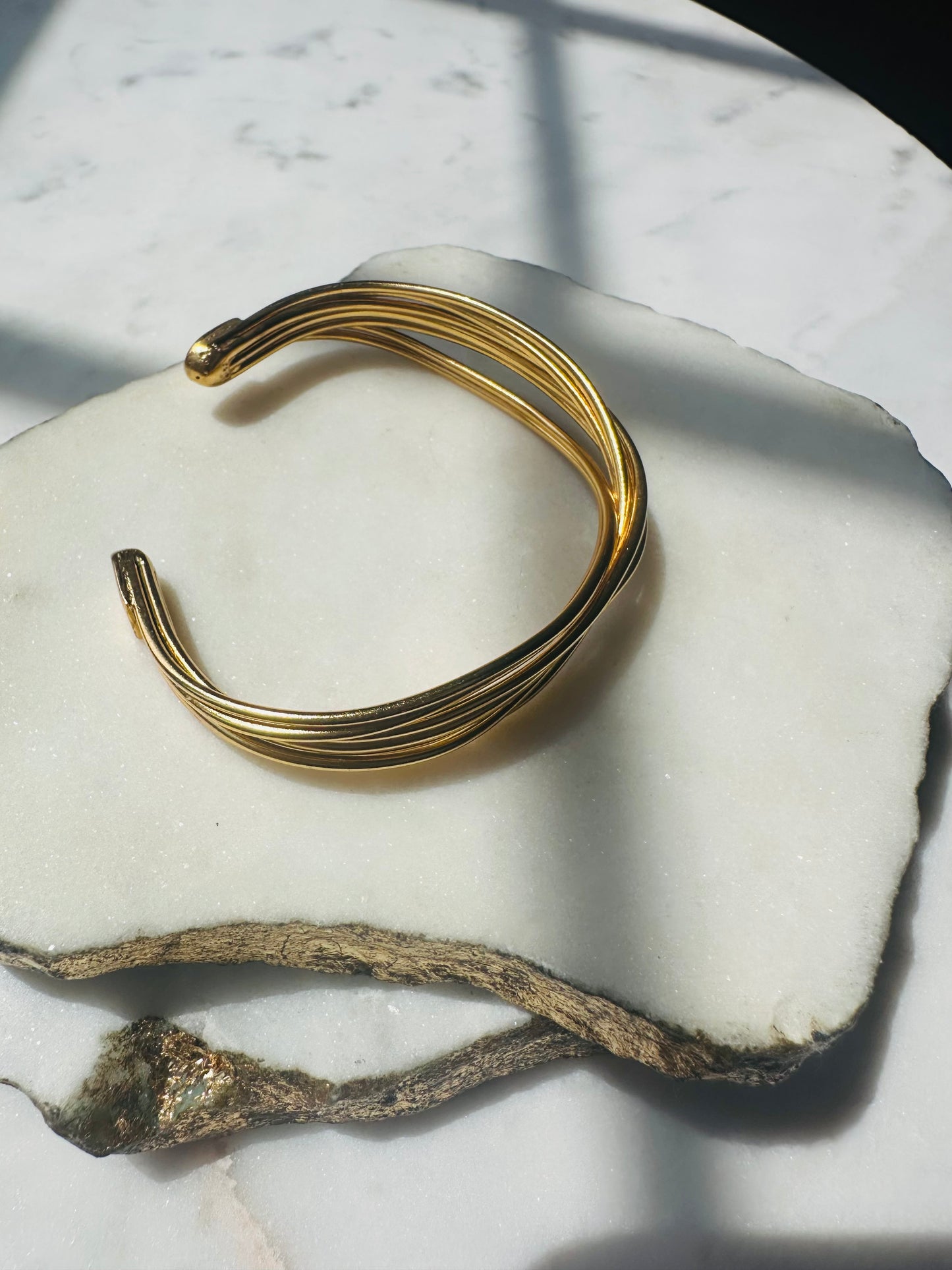 Gold Braided Cuff Bangle