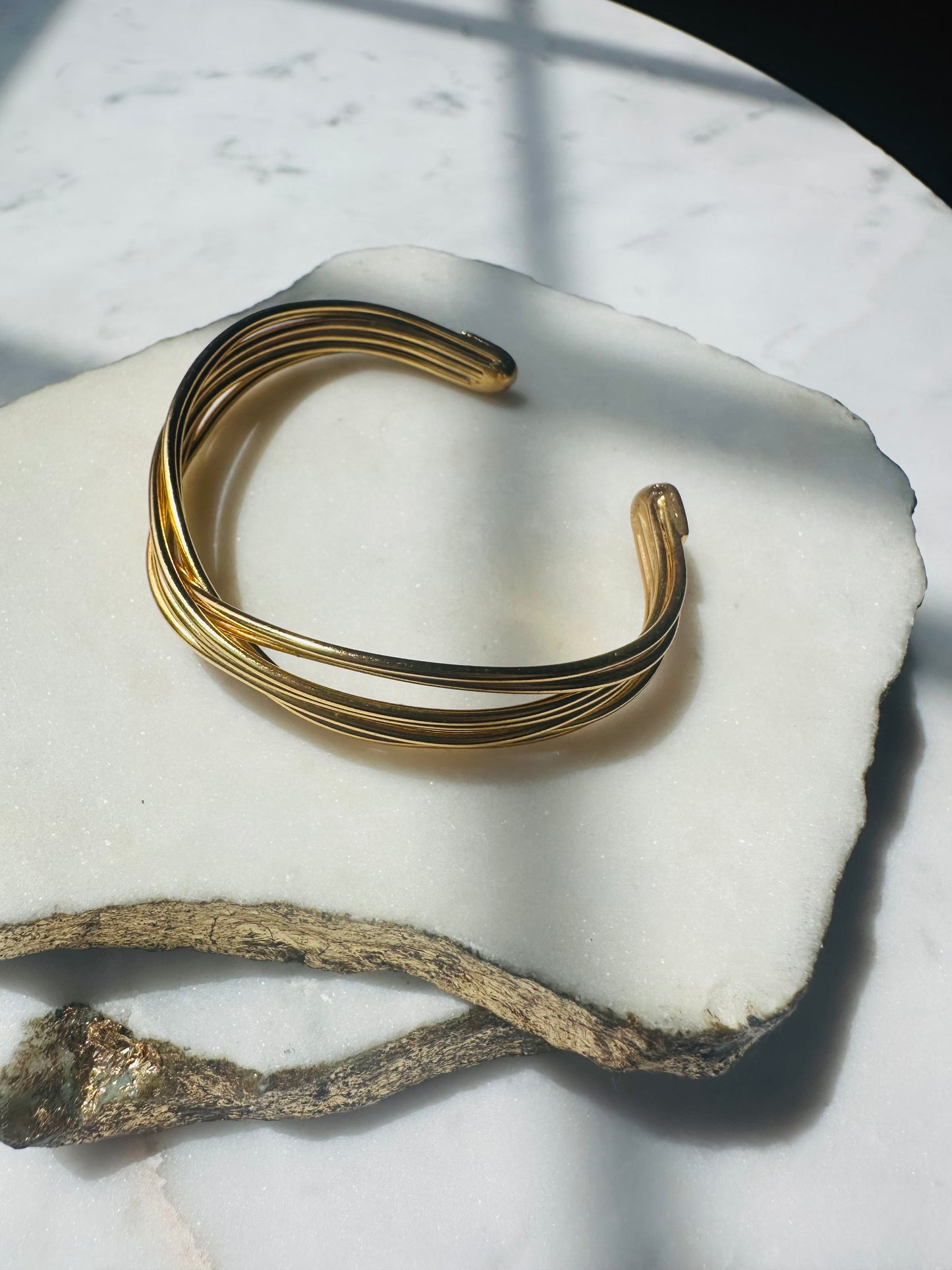 Gold Braided Cuff Bangle