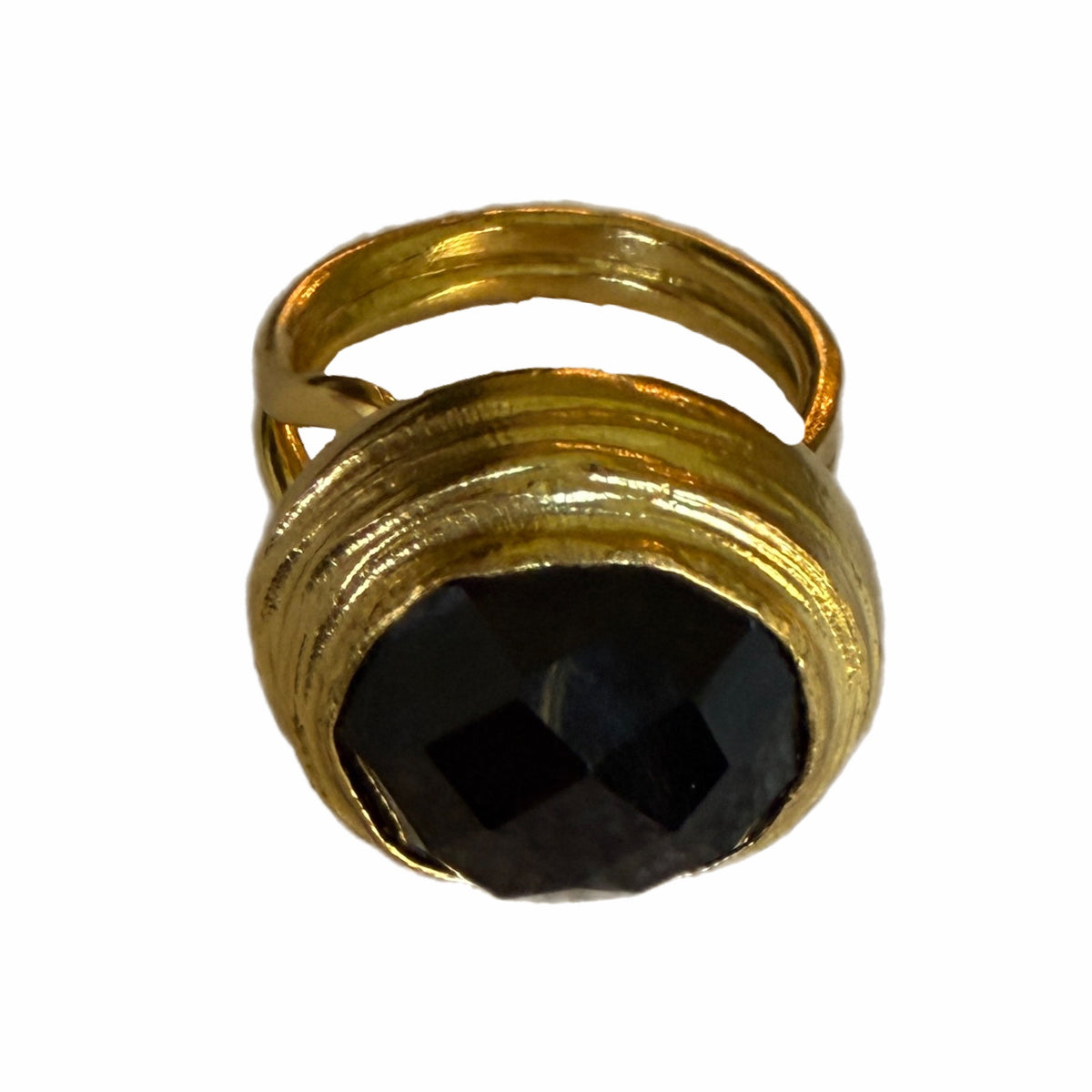 Round Gold and Onyx Ring