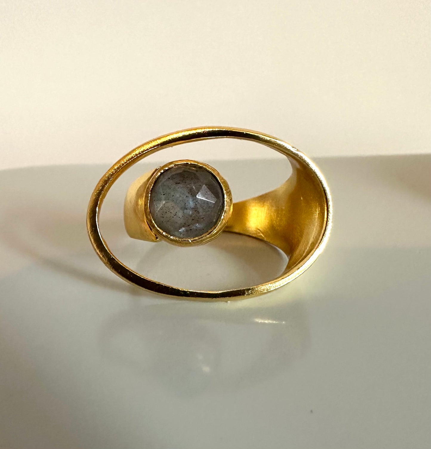 Contemporary Dervish Gold and Labradorite Ring