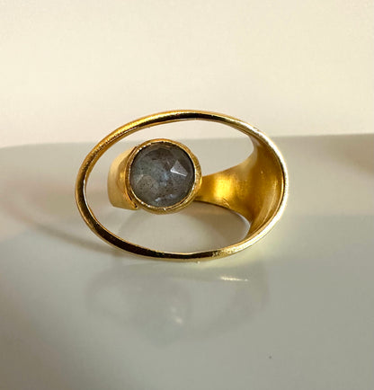 Contemporary Dervish Gold and Labradorite Ring