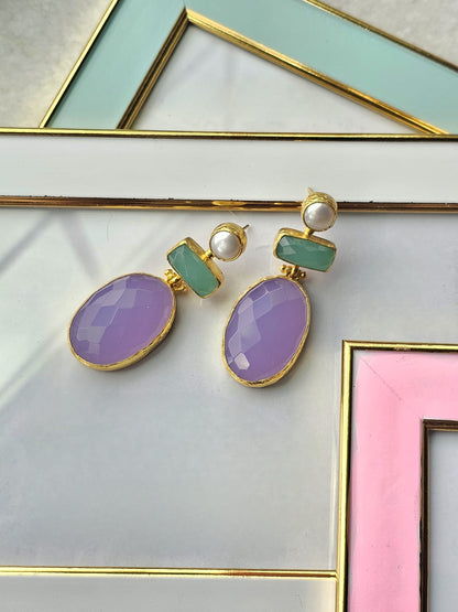 Nilufer Lilac and Aqua Earrings