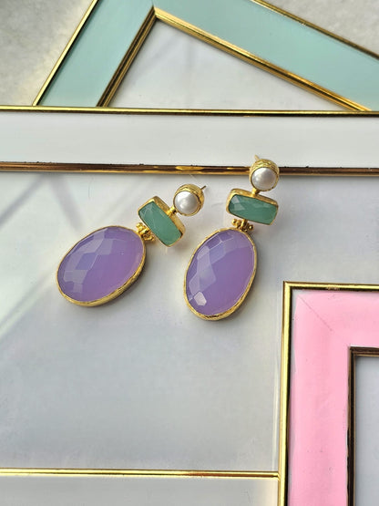 Nilufer Lilac and Aqua Earrings