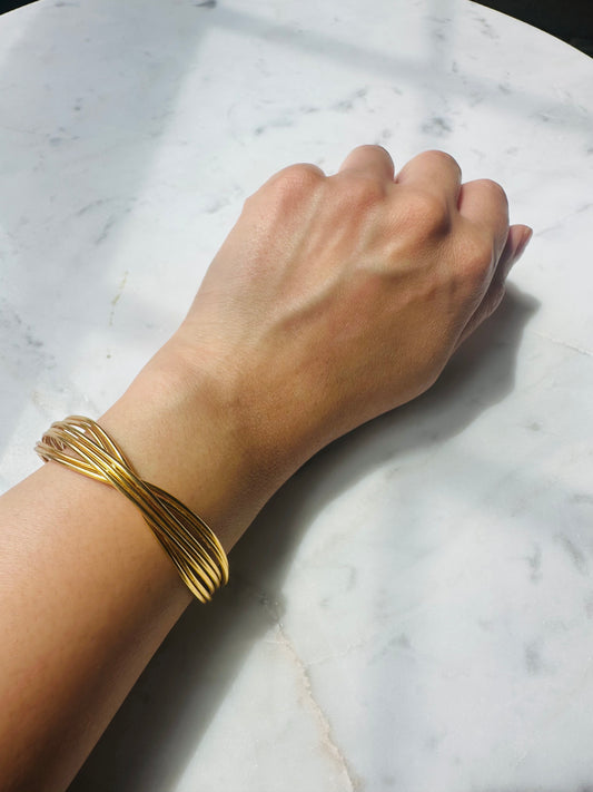 Gold Braided Cuff Bangle