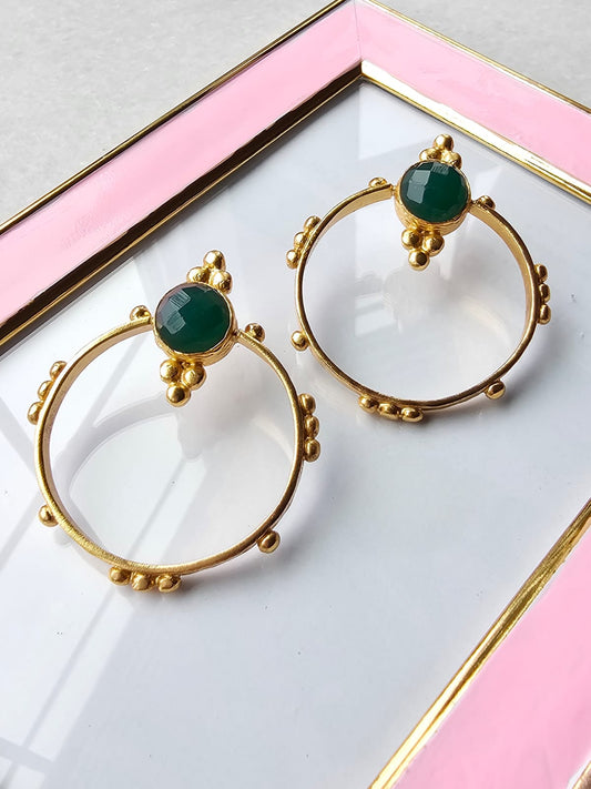 Surya Gold and Emerald Hoops